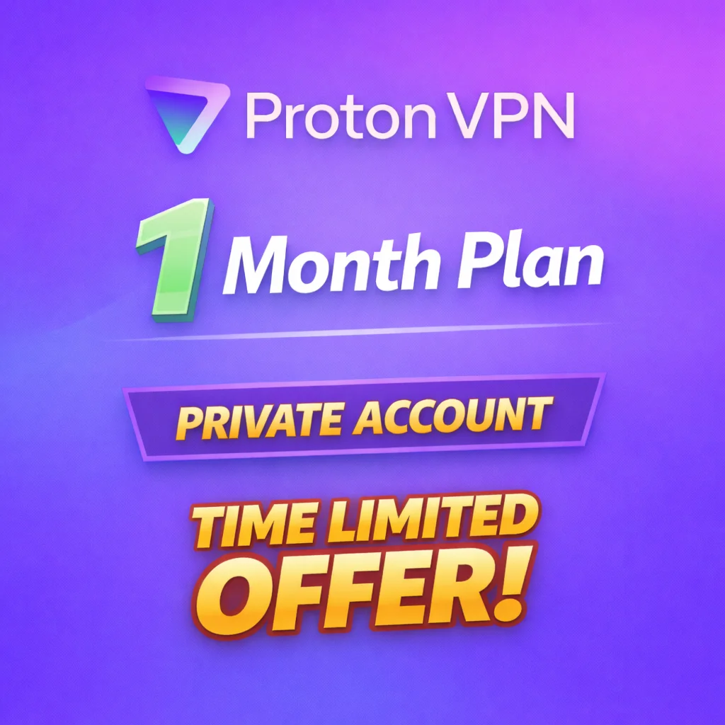 Proton VPN Plus For 1 Month | Private Account