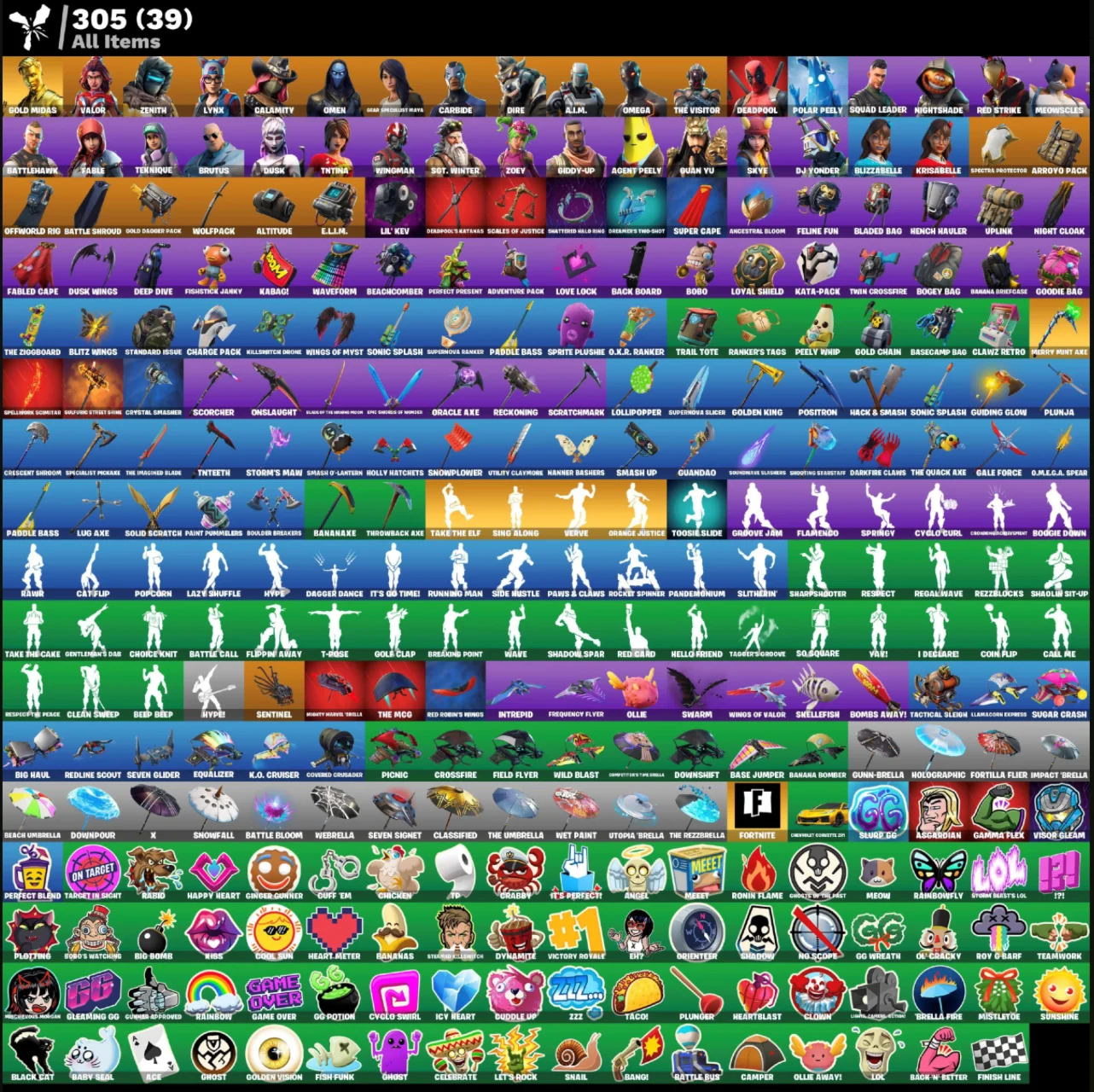 FN | CHANGE MAIL | Merry Mint Axe | 34 skins (2 paids)