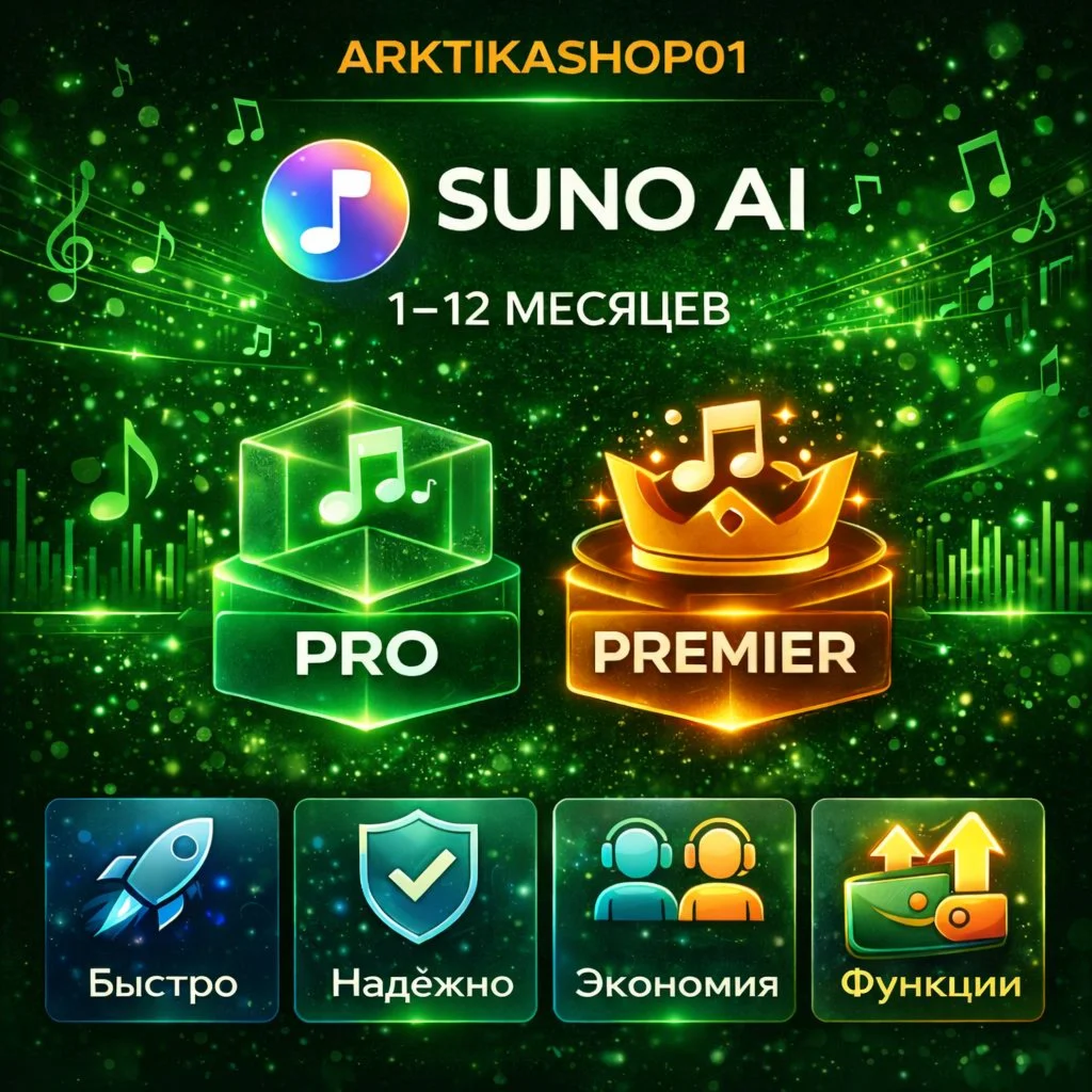 ✨ Suno AI Премиум План • Полный Доступ Plus ✨ Deluxe+++