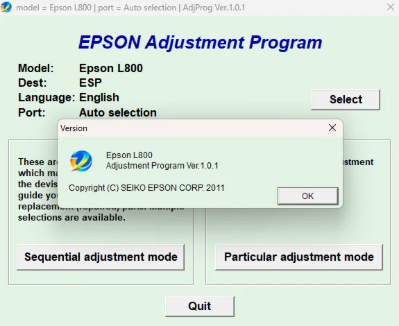 Epson Adjustment Program  L800