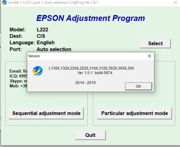 Reset Epson L312 Adjustment Program