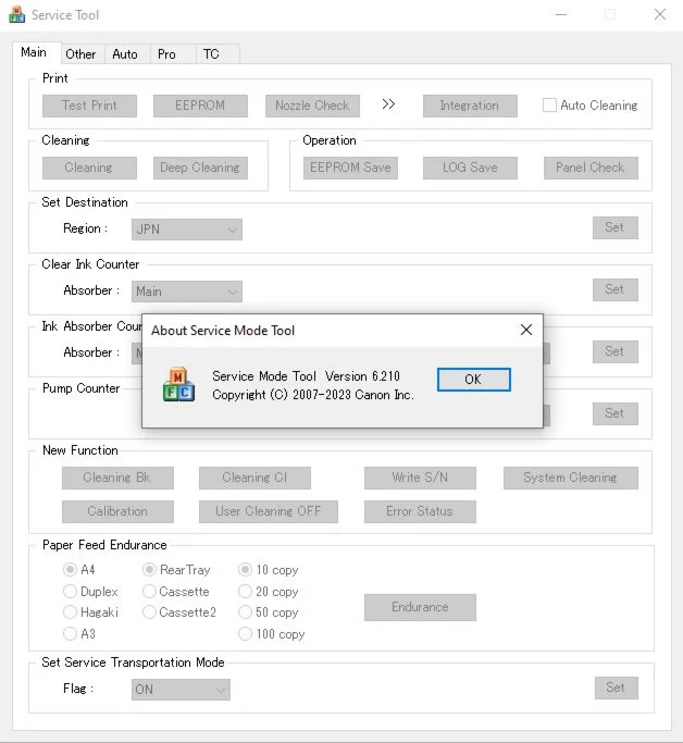 Canon Service Tool версии 6.210