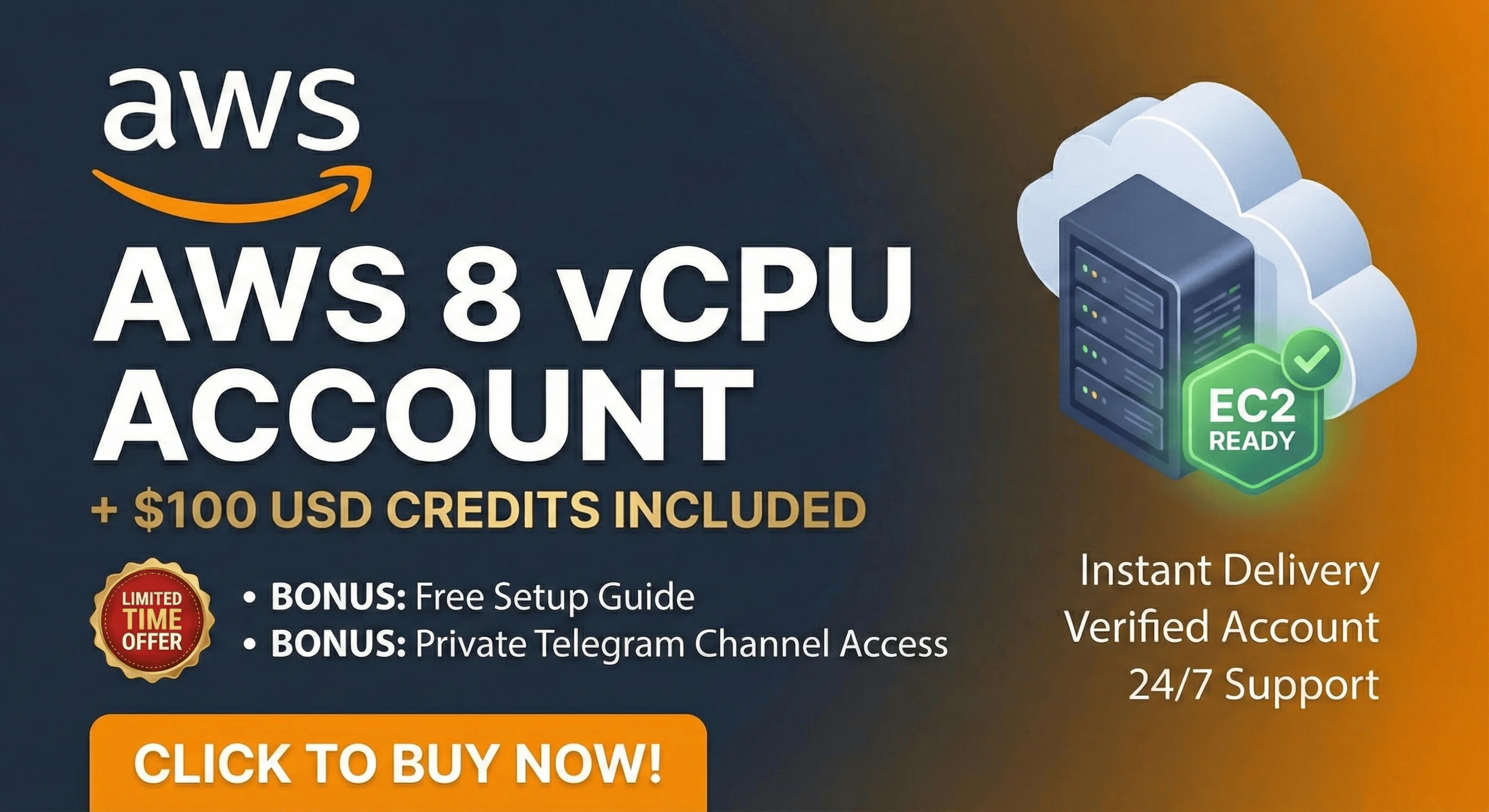  8 виртуальных процессоров AWS | Кредит 100 долларов