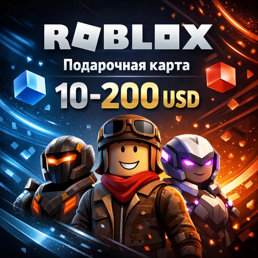 Подарочная карта Roblox на 10–200$ код пополнения Robux