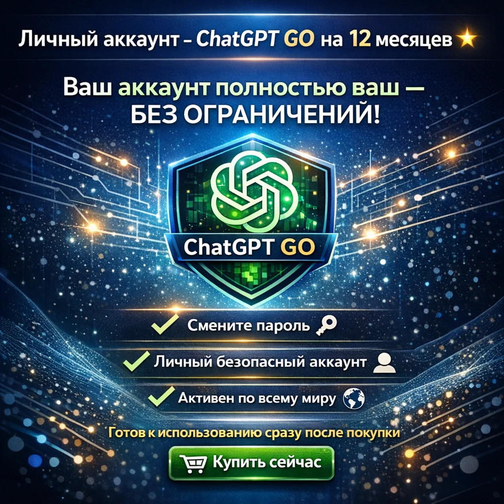ChatGPT GO – личный аккаунт на 12 месяцев