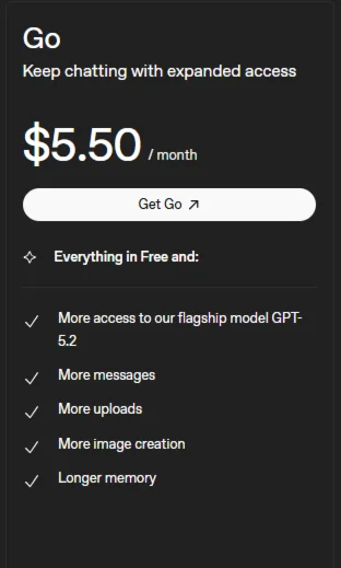 ChatGPT Go 1 Year - Private Account (Global)