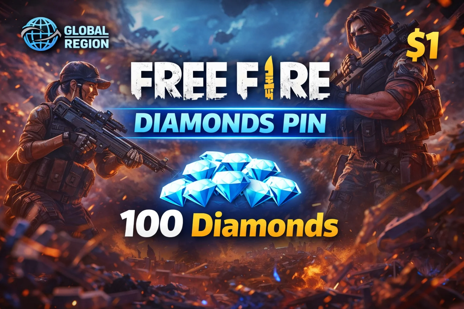 Бонус на 100 алмазов Free Fire – мгновенная доставка по
