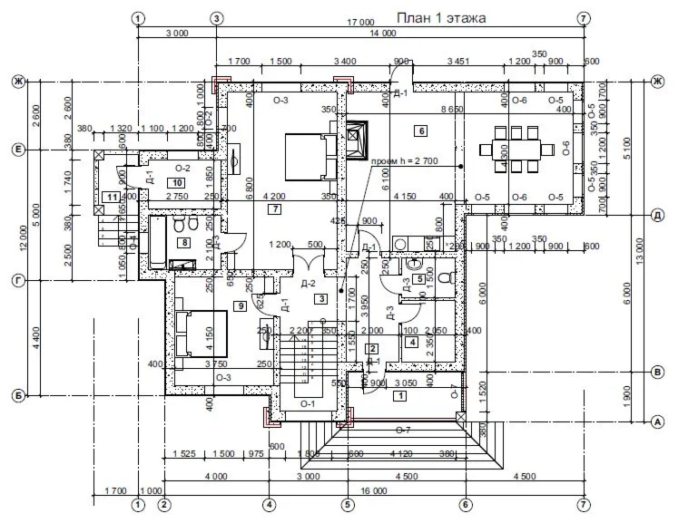 Project for a residential stone house measuring 13 x 18
