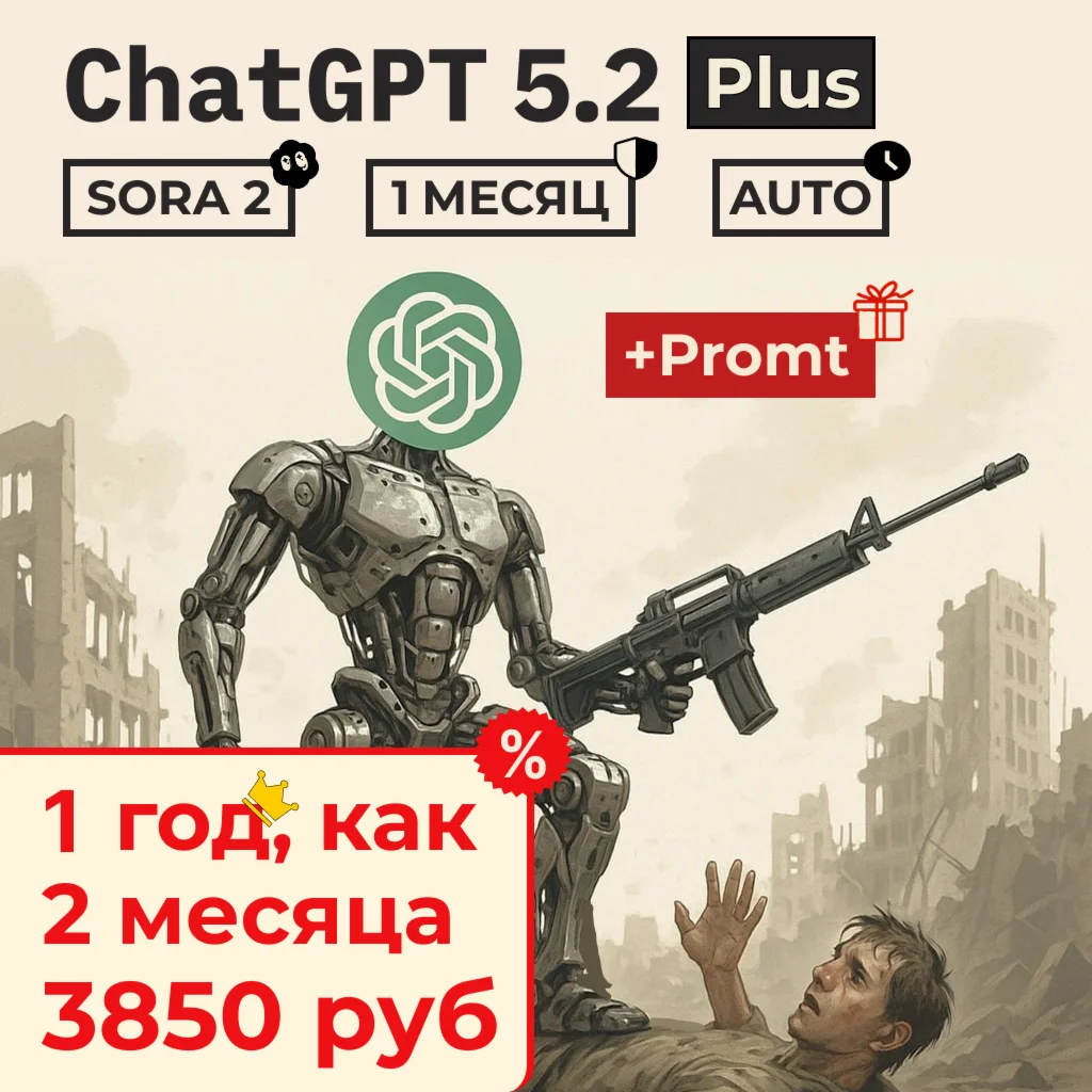 24/7 | ChatGPT 5.2 PLUS | 1 ГОД | SORA 2 + ПРОМТ