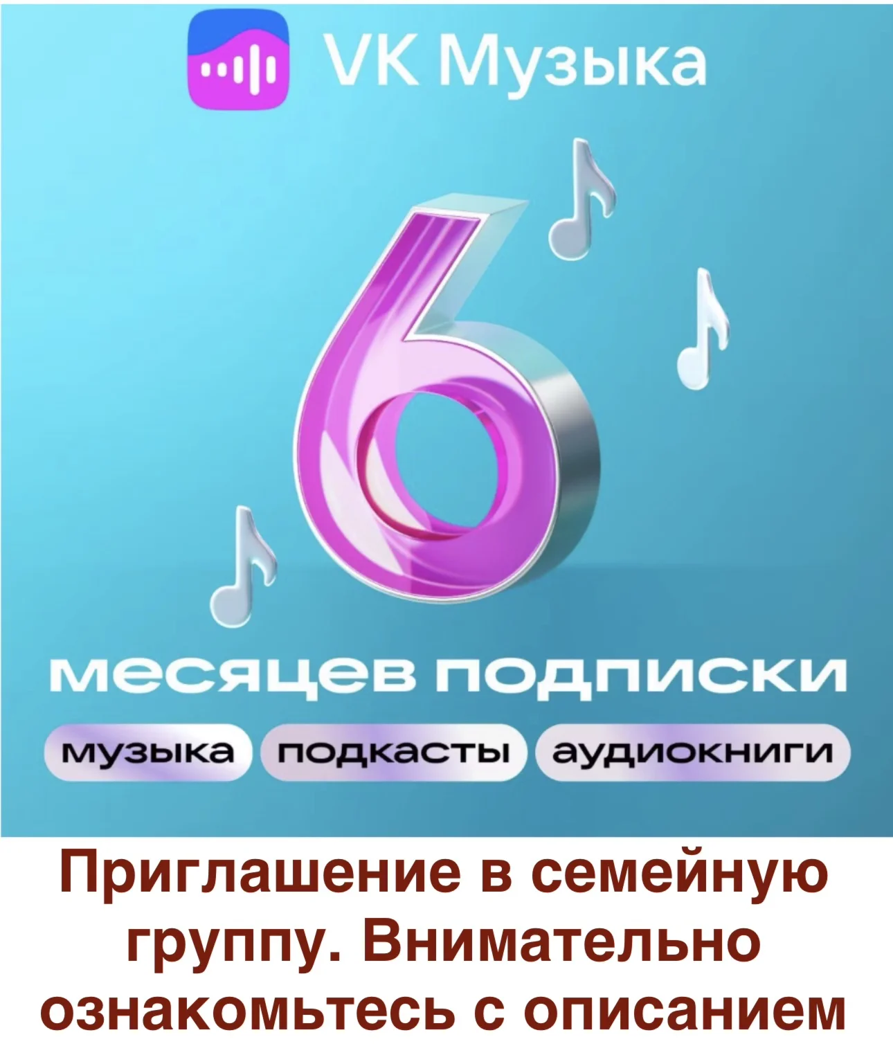VK Music subscription for 6 months by invitation