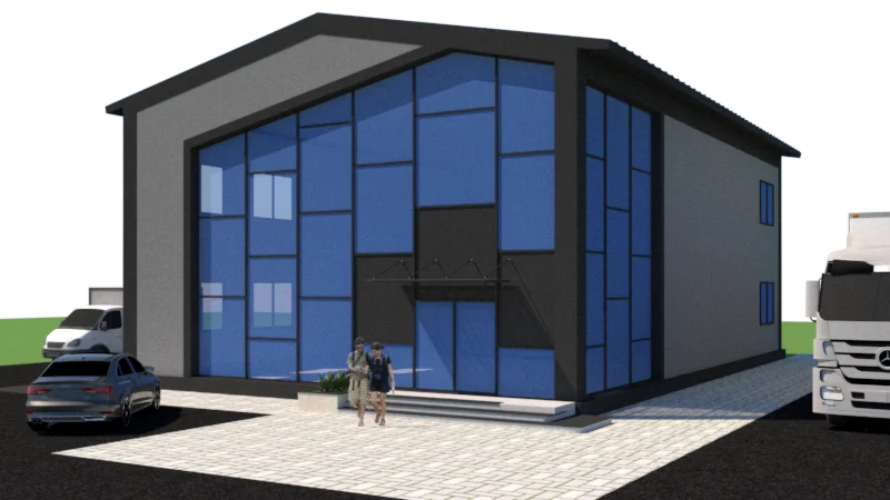 Project for a two-story commercial and warehouse