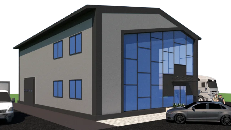 Project for a two-story commercial and warehouse