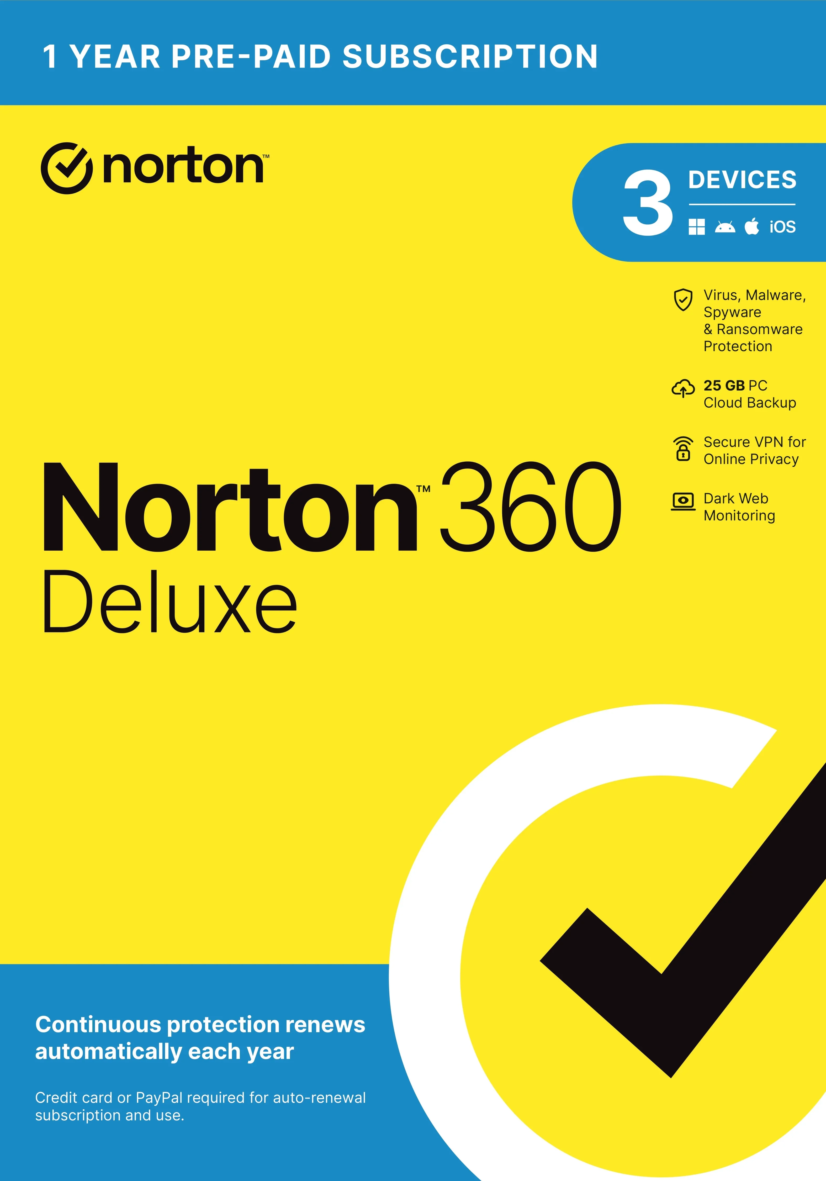 Norton 360 Deluxe  3 devices /  1 год  (Global)