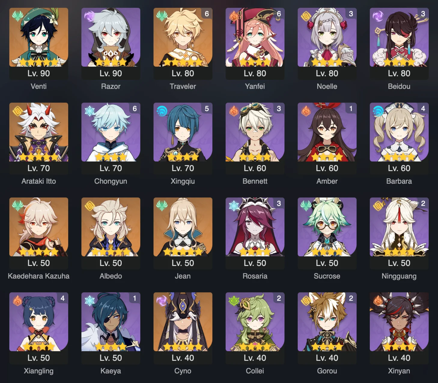 GENSHIN IMPACT EU • 55 AR • 34 персонажа • 7 лег