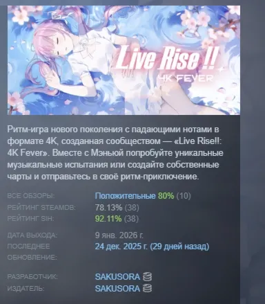 Live Rise!!: 4K Fever АВТОДОСТАВКА STEAM РОССИЯ