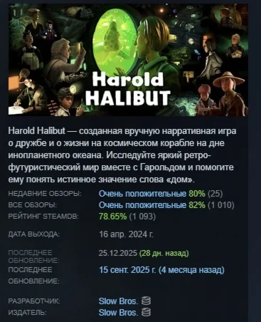 Harold Halibut АВТОДОСТАВКА STEAM GIFT РОССИЯ