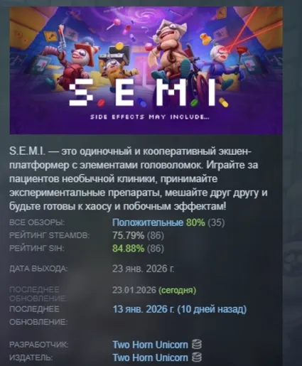 S.E.M.I. – Side Effects May Include... STEAM РОССИЯ