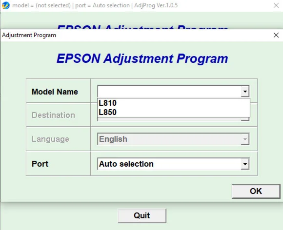 Сброс Epson L810 L850 Adjustment Program