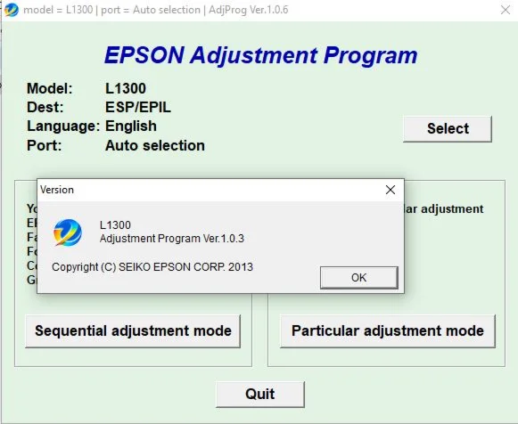 Epson Adjustment Program  L1300