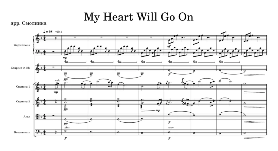 My Heart Will Go On sor strings and piano