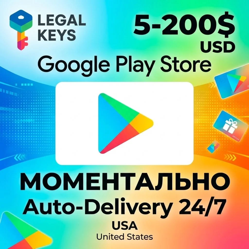 Google Play Market Gift Card USA США 5-200USD МГНОВЕННО