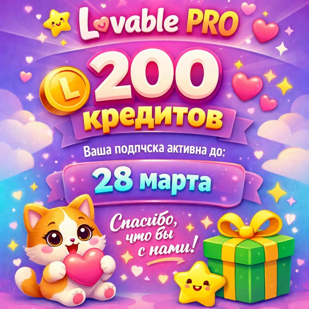 Lovable PRO | 200 credits | Subscription until March