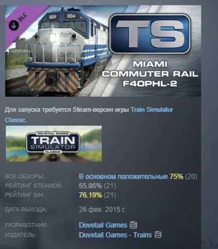 Train Simulator Miami Commuter Rail F40PHL-2 Loco AddOn АВТОДОСТАВКА STEAM РОССИЯ