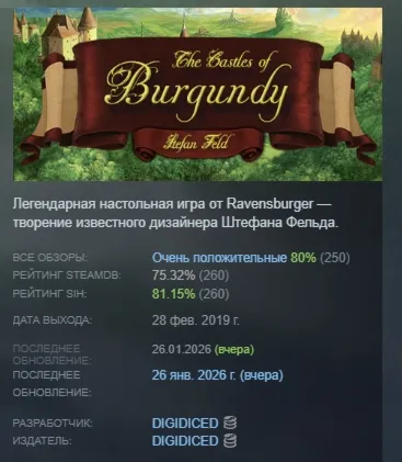 The Castles of Burgundy АВТОДОСТАВКА STEAM GIFT РОССИЯ