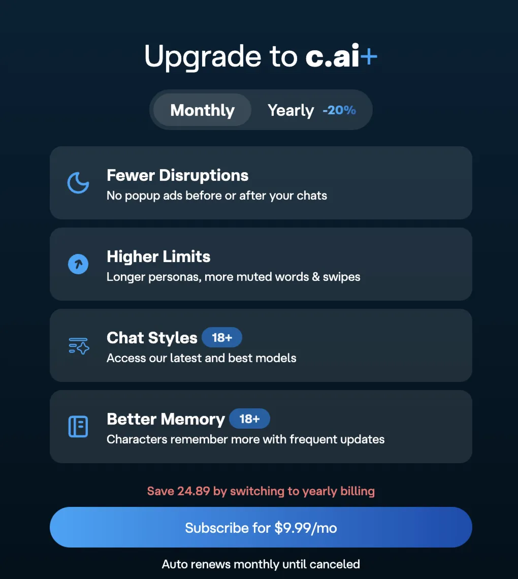 Character.ai+ PLUS 1 Month Private Account