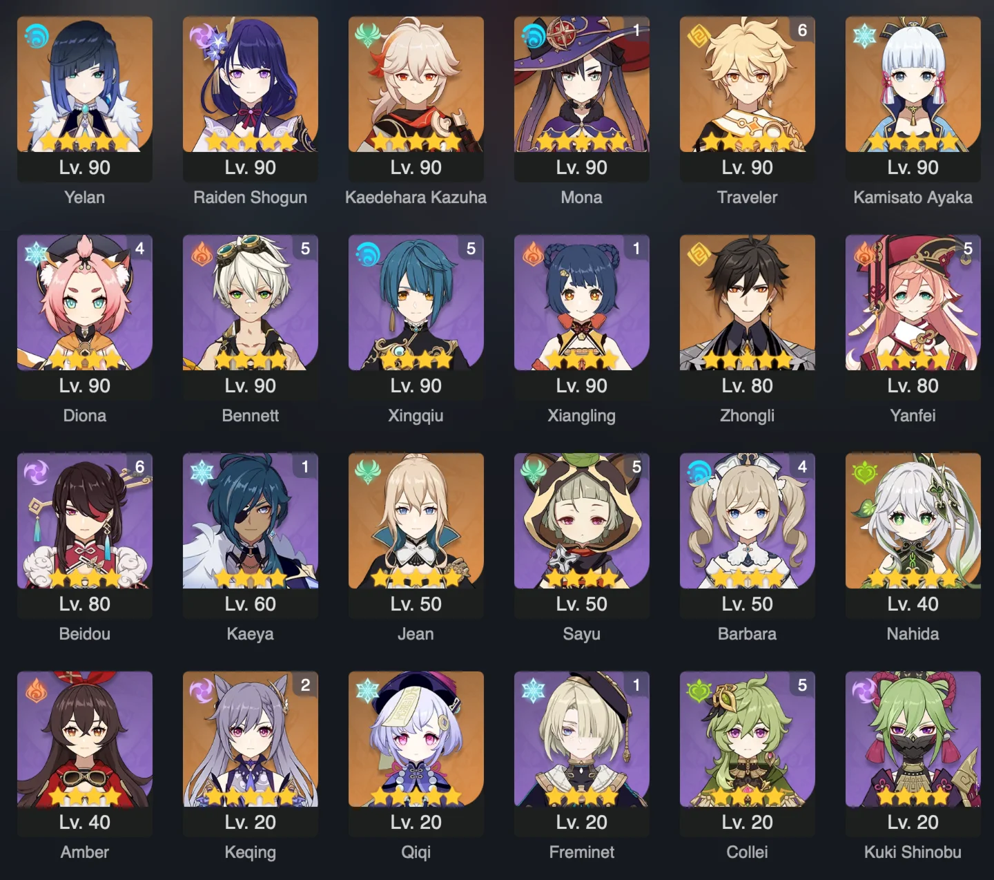 GENSHIN IMPACT57 AR | 40 CHARACTERS | 10 LEGENDARY 