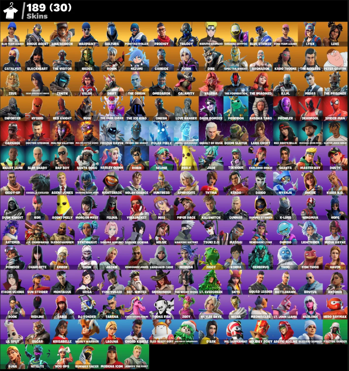 FN  | 189 skins (30 paid)