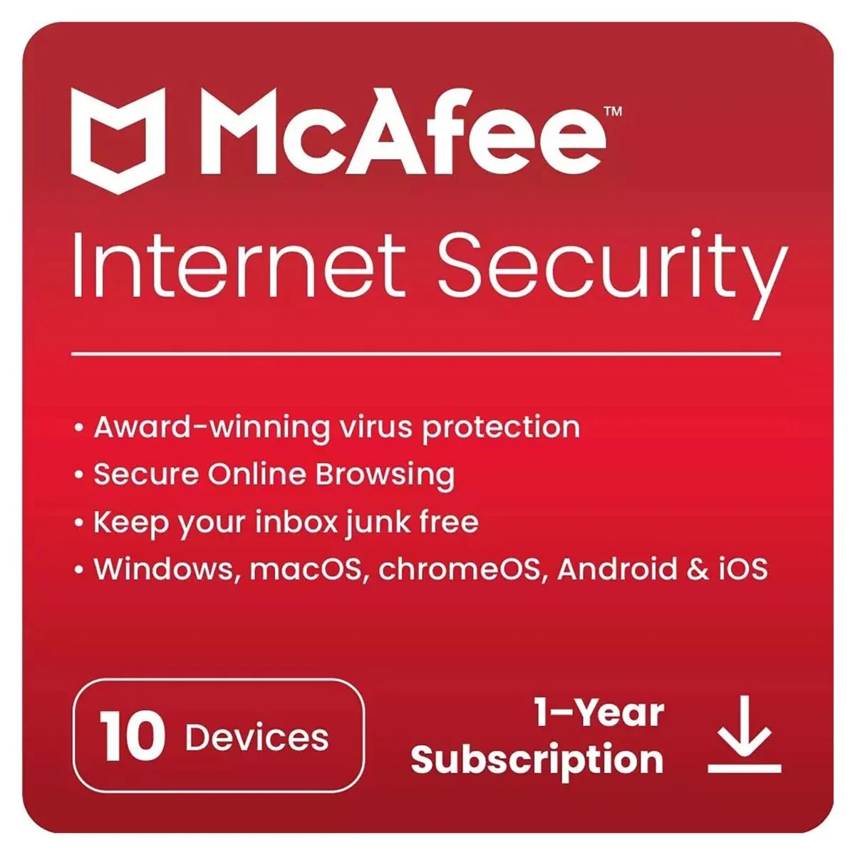 Mcafee Internet Security 10PC 1 Year Global key