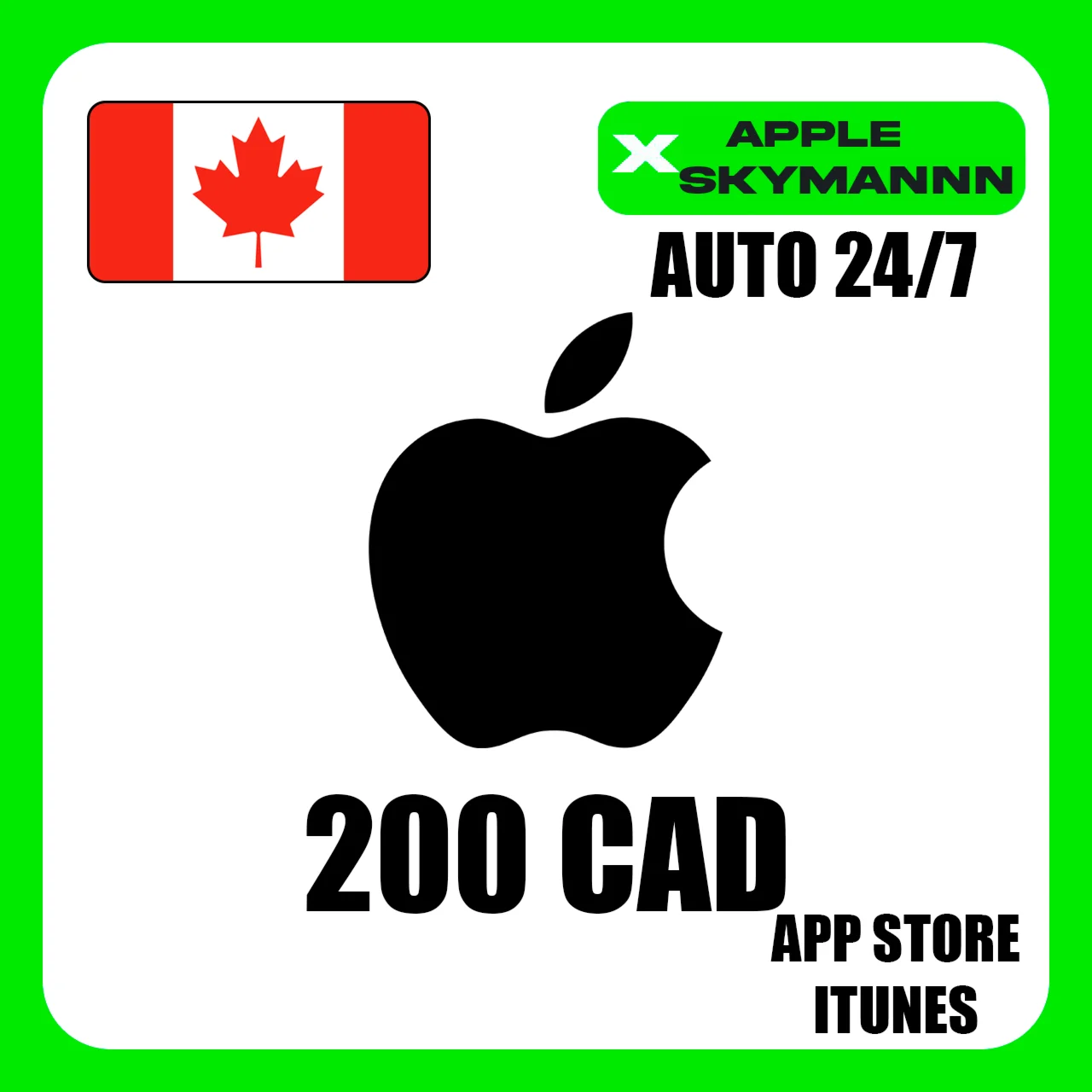 Apple iTunes 200 CAD КАНАДА ПОДАРОЧНАЯ КАРТА АВТО 24/7