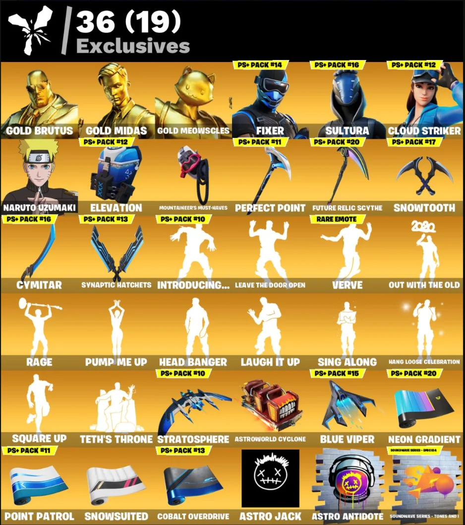 FN (ALL PLATFORMS) | 259 skins (36 paid) | 900 VB