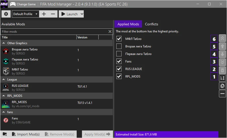 FC 26 - MFL и RUS лиги FC26 by Sergo TU 1.4.1