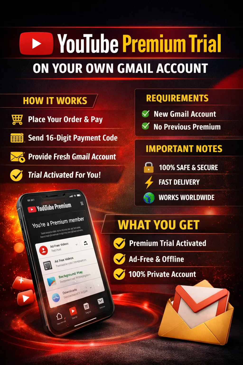 YouTube Premium Individual / Family Trial On Your Acc