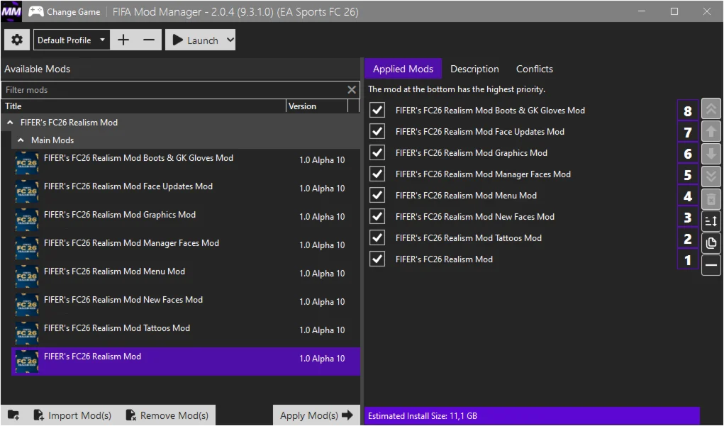 FC 26 - Realism Mod by FIFER 1.0 Alpha 10 TU 1.4.1
