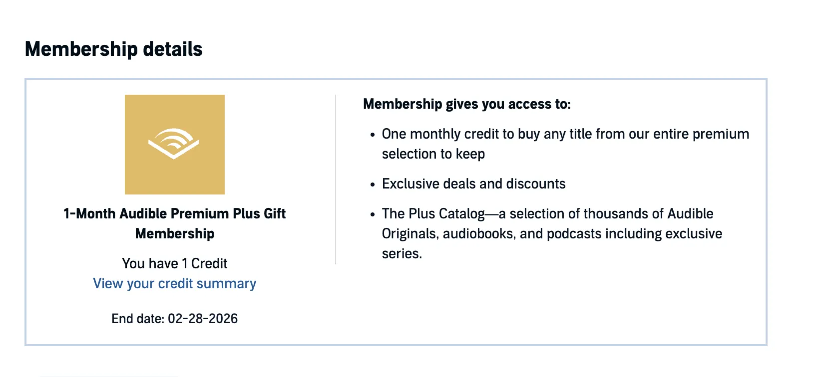 Audible Premium Plus USA Gift Code 1-12 Month