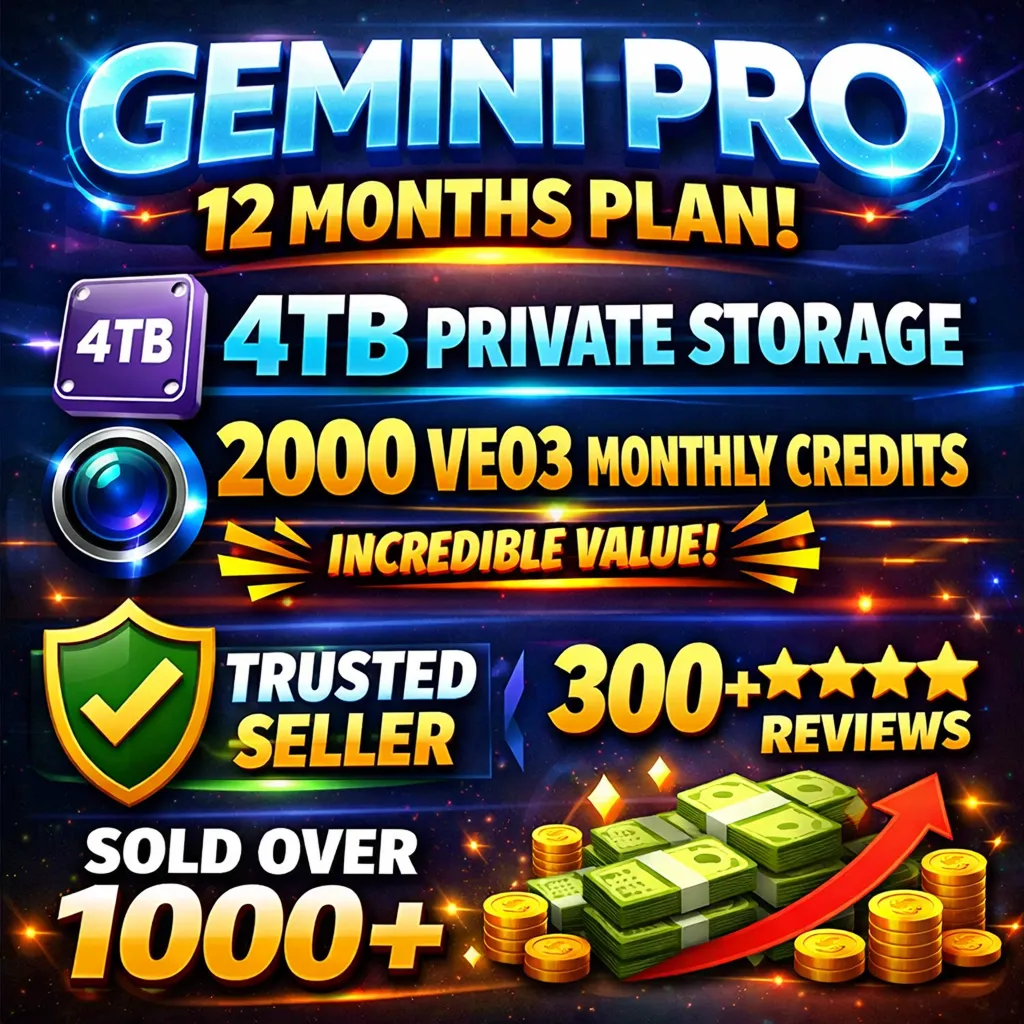 Gemini Pro 2000/Veo 3 кредита в месяц 👉4 ТБ 12 месяцев
