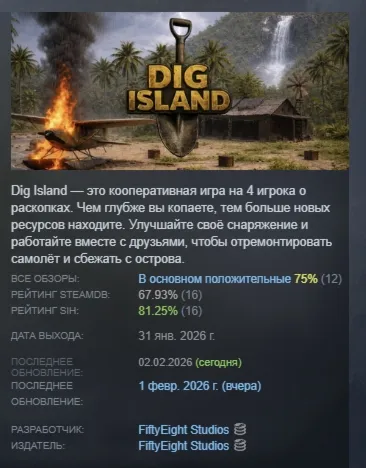 Dig Island АВТОДОСТАВКА STEAM РОССИЯ
