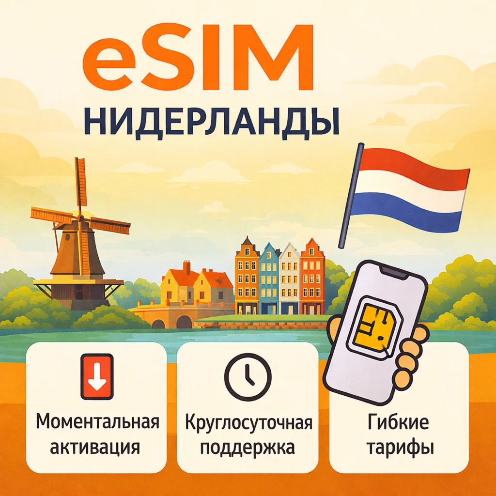 eSIM Нидерланды→ интернет для путешествий есим