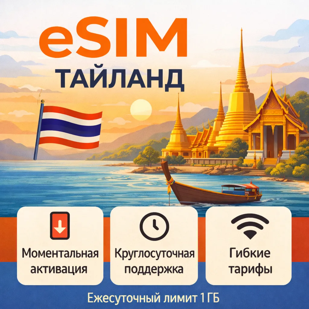 eSIM для путешествий → Таиланд Ежедневный лимит 2 ГБ есим