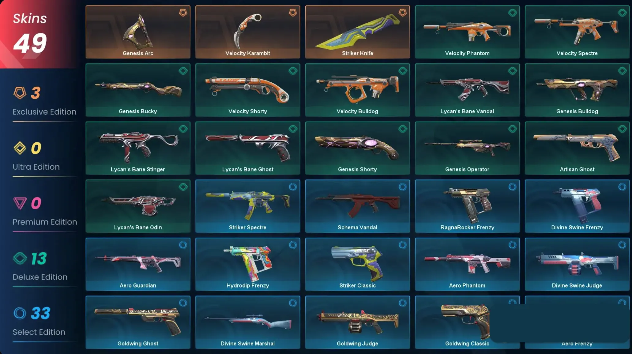 VALORANT | 3 ножa  49 скинов | 208 уровень | Полный доступ 