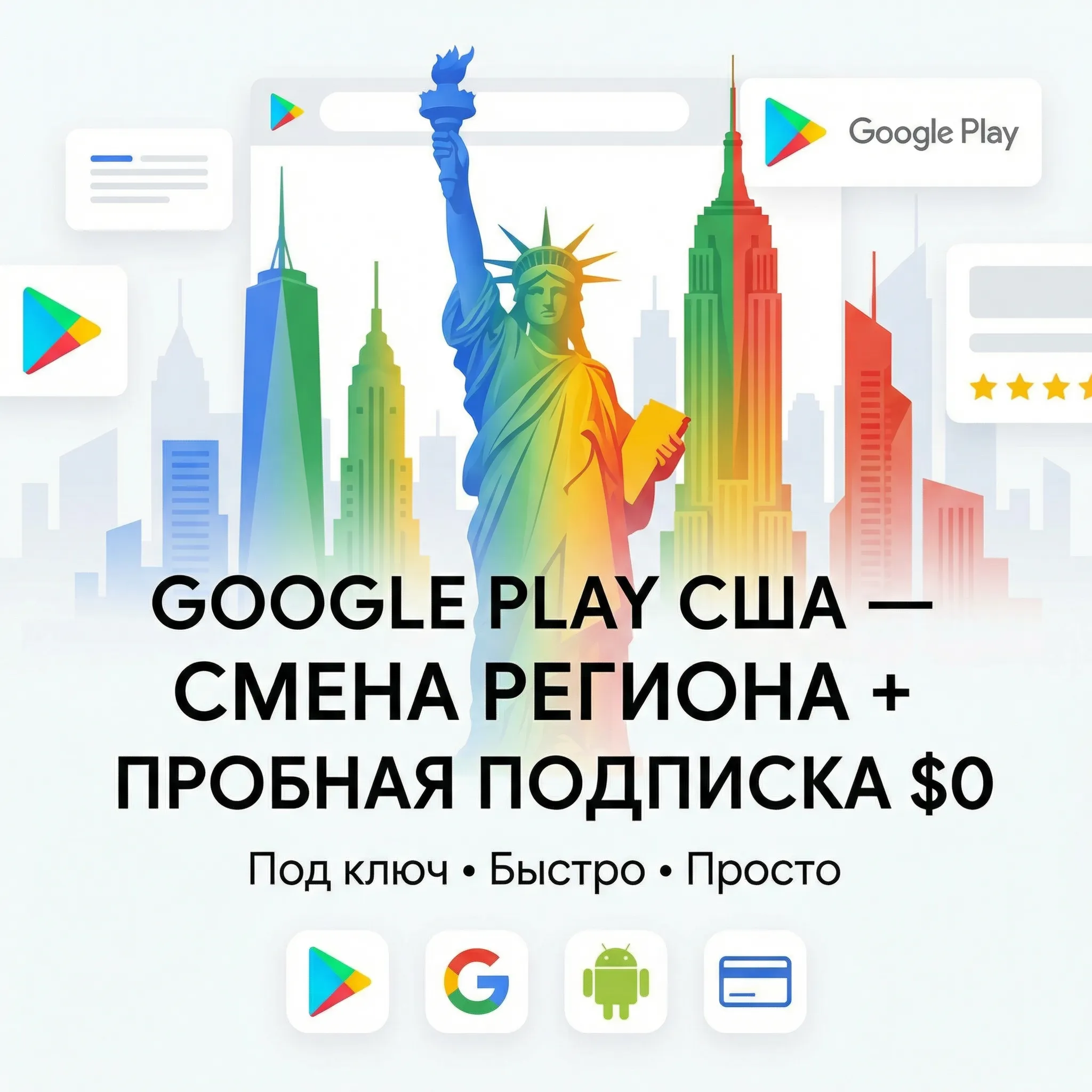 🔥 Смена региона Google Play на США + активация пробной подписки ($0) 🔥