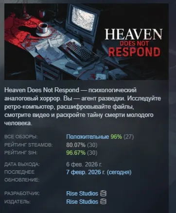 Heaven Does Not Respond АВТОДОСТАВКА STEAM РОССИЯ