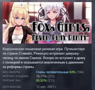 Fox Girls Never Play Dirty АВТОДОСТАВКА STEAM РОССИЯ