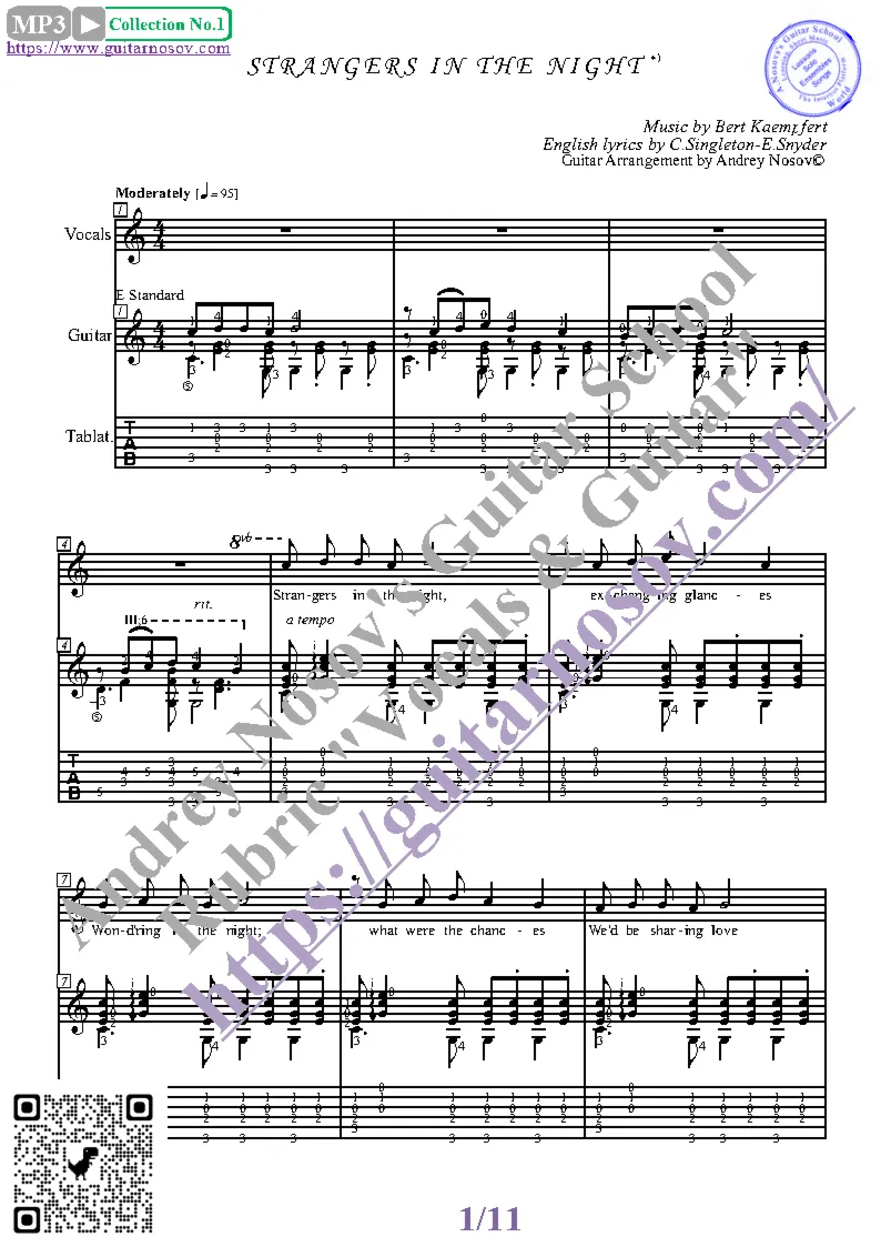 Strangers in the Night (Вокал Гитара Ноты Табы)