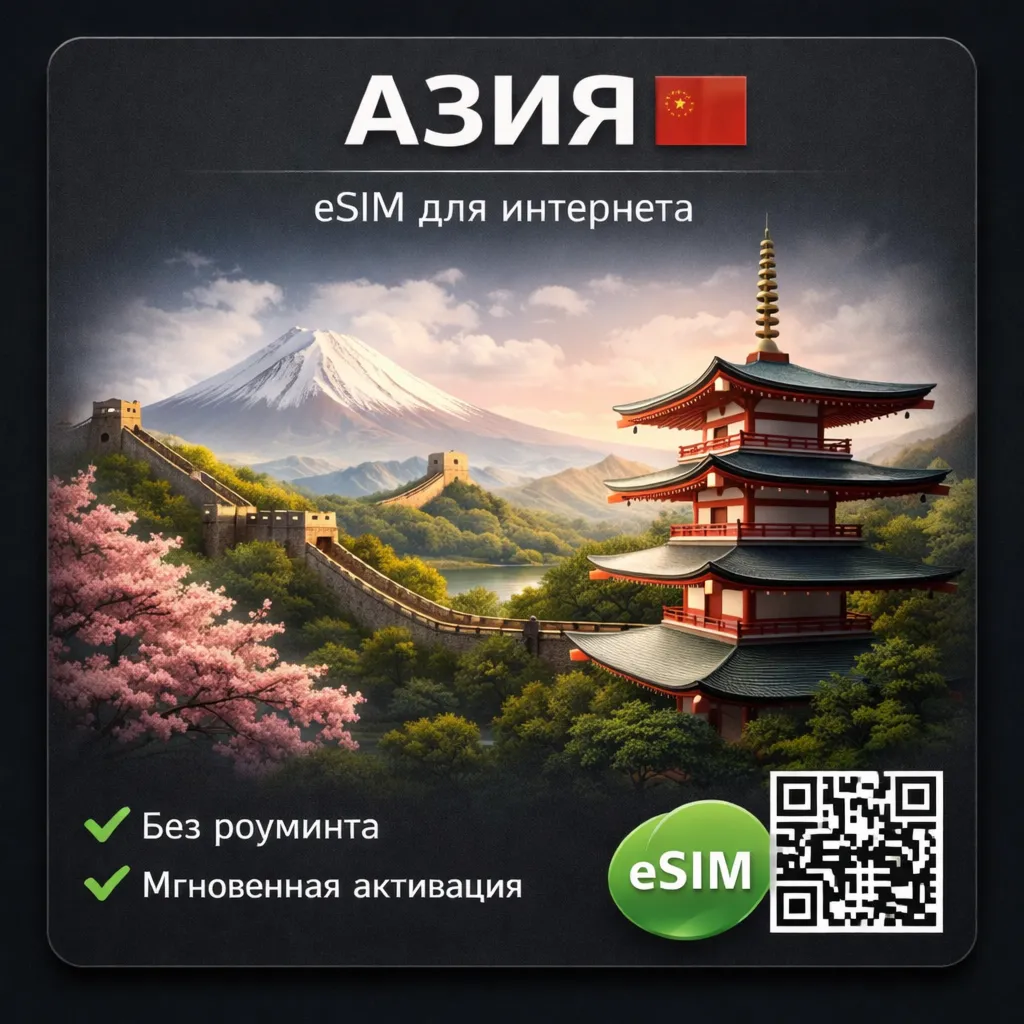 eSIM Азия (7 стран) Таиланд, Бали, Вьетнам / Туристическая / для путешествий есим