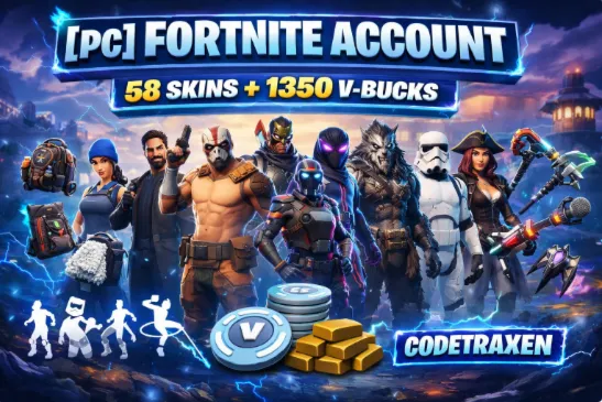 [PC] Fortnite Account – 58 Skins + 1350 V-Bucks PC