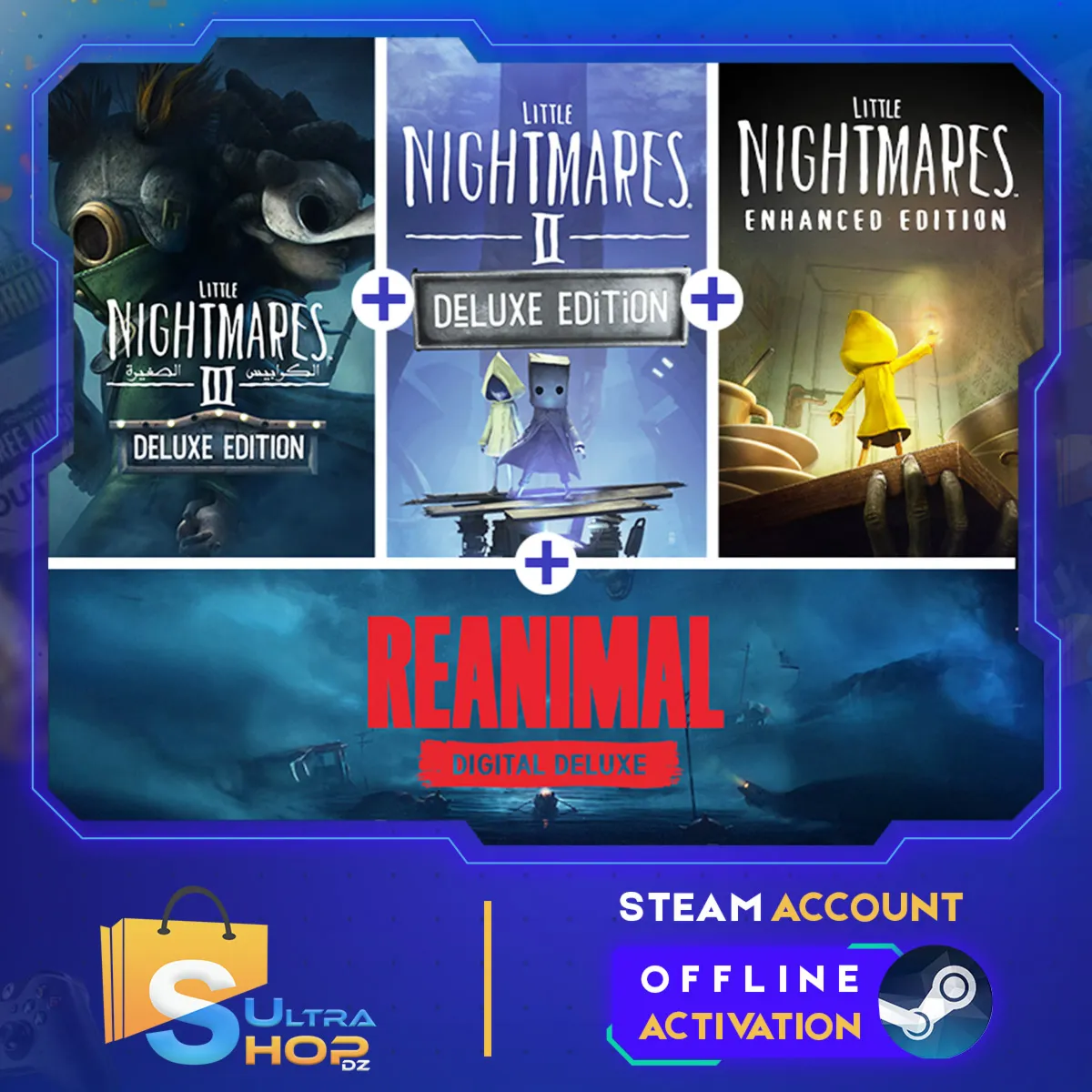  REANIMAL Digital Deluxe + Little Nightmares All Parts (4 Games) - STEAM OFFLINE 
